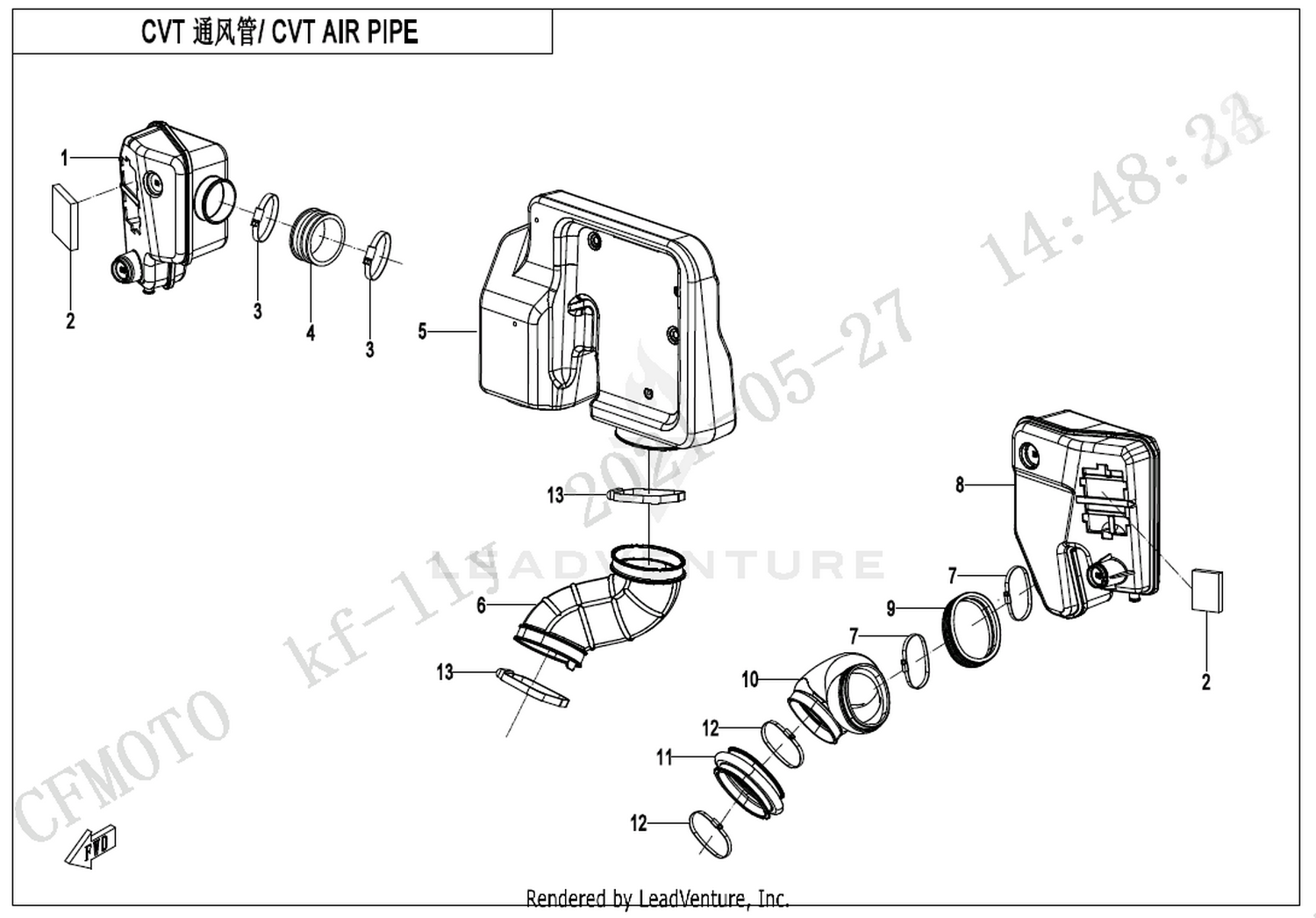 UFORCE 600 2021 Cvt Air Pipe exploded diagram