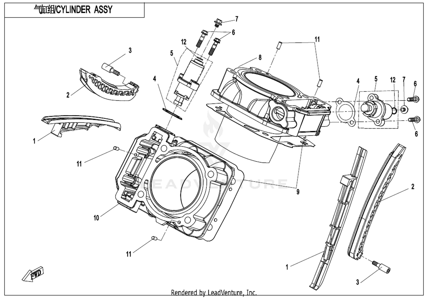 ZFORCE 1000 2020 Cylinder Assy exploded diagram
