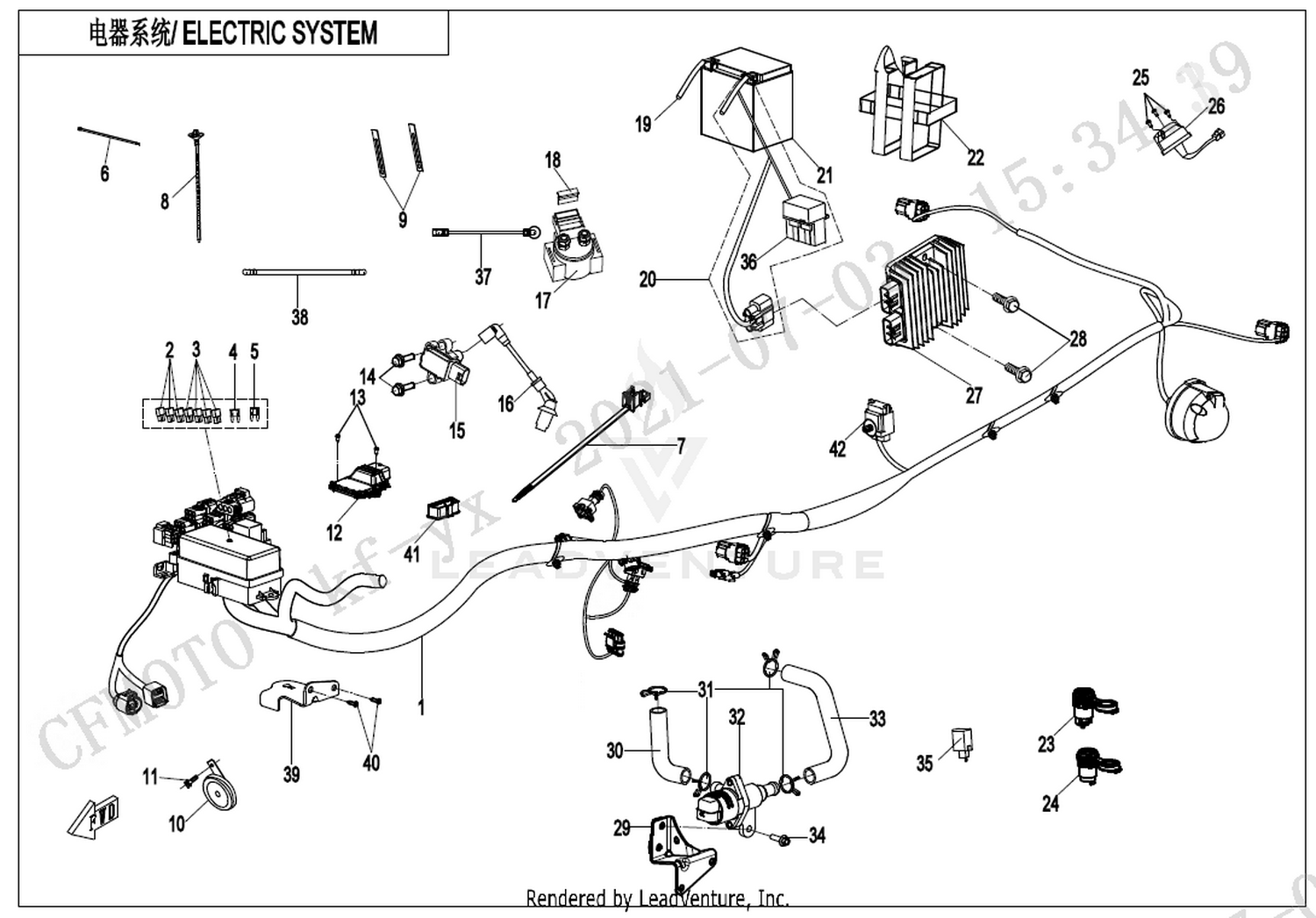 CFORCE 625 TOURING 2022 Electric System exploded diagram