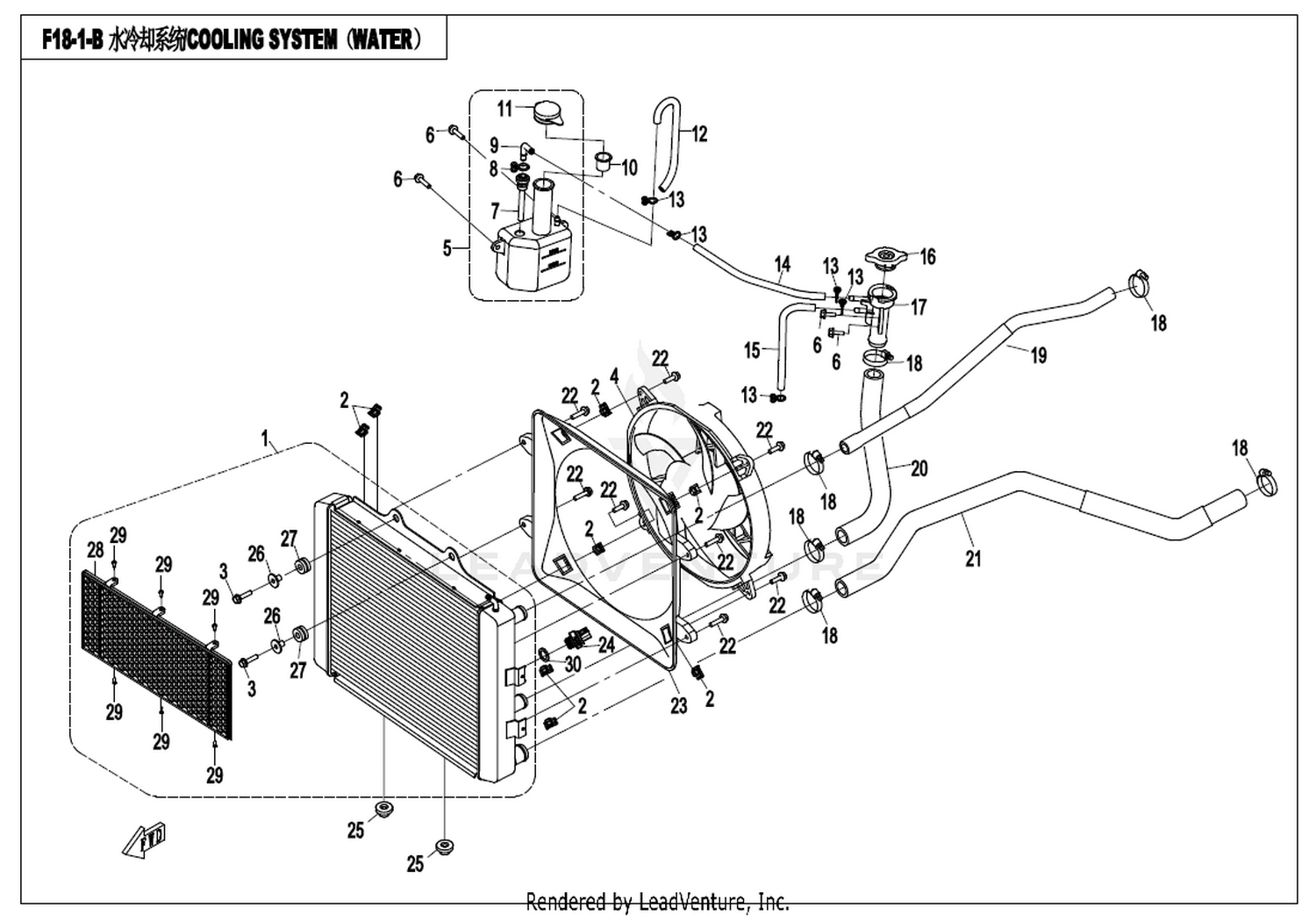 CFMOTO X8 2013 Cooling System(Water)(Russia) exploded diagram