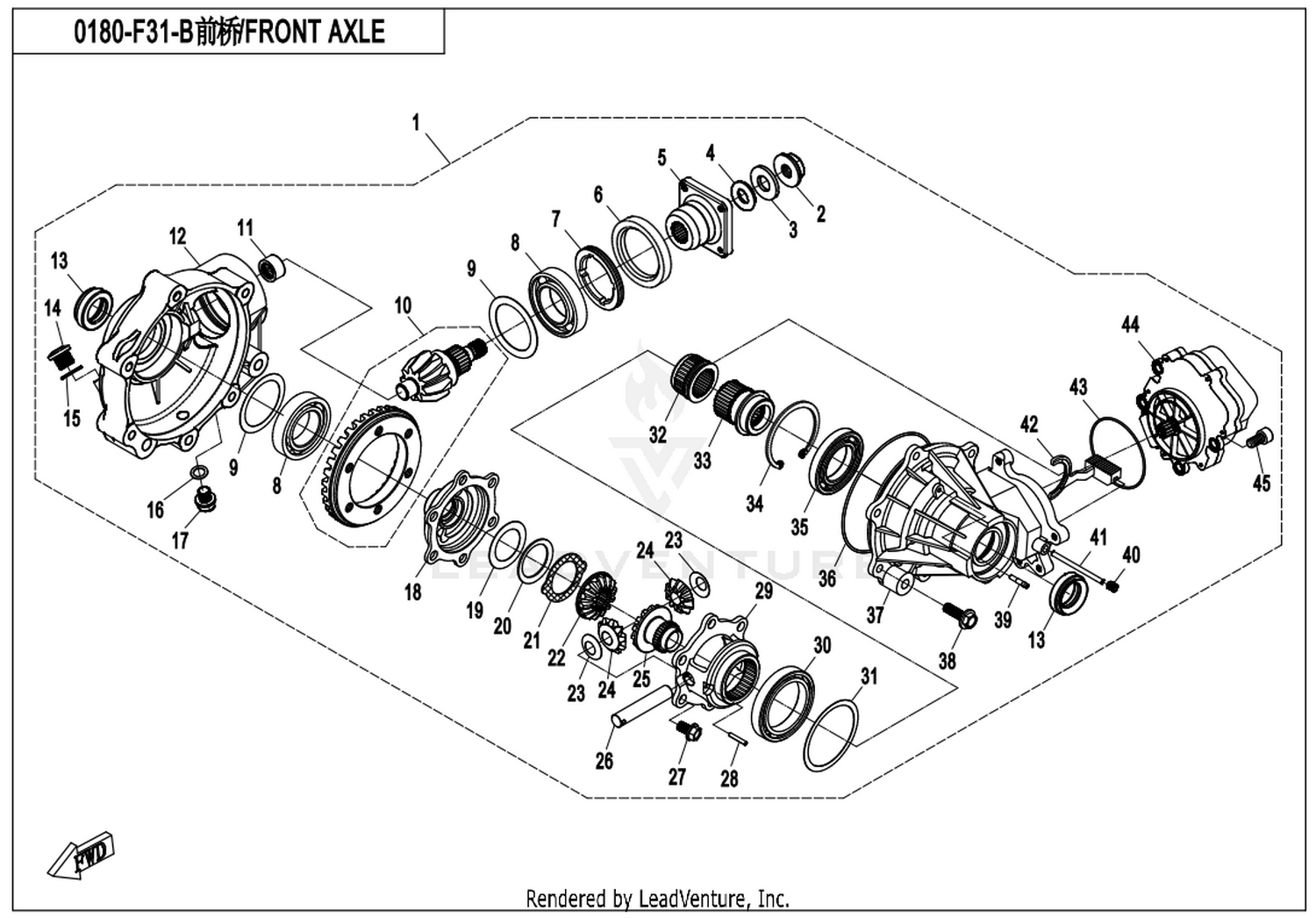 CFORCE 550 2018 Front Axle exploded diagram