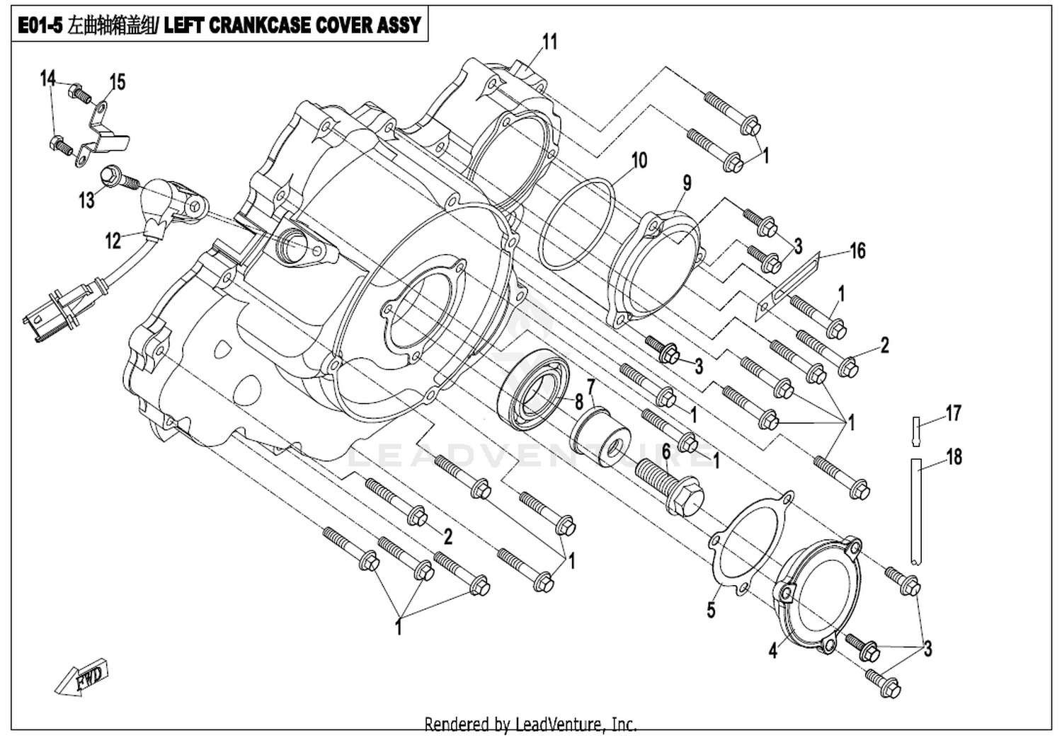 CFMOTO X8 2015 Left Crankcase Cover Assy exploded diagram