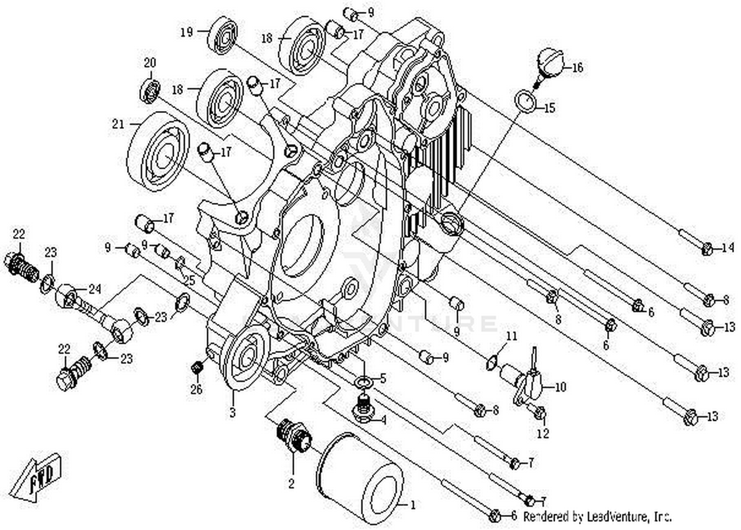 TERRAIN 500 2014 Left Crankcase exploded diagram