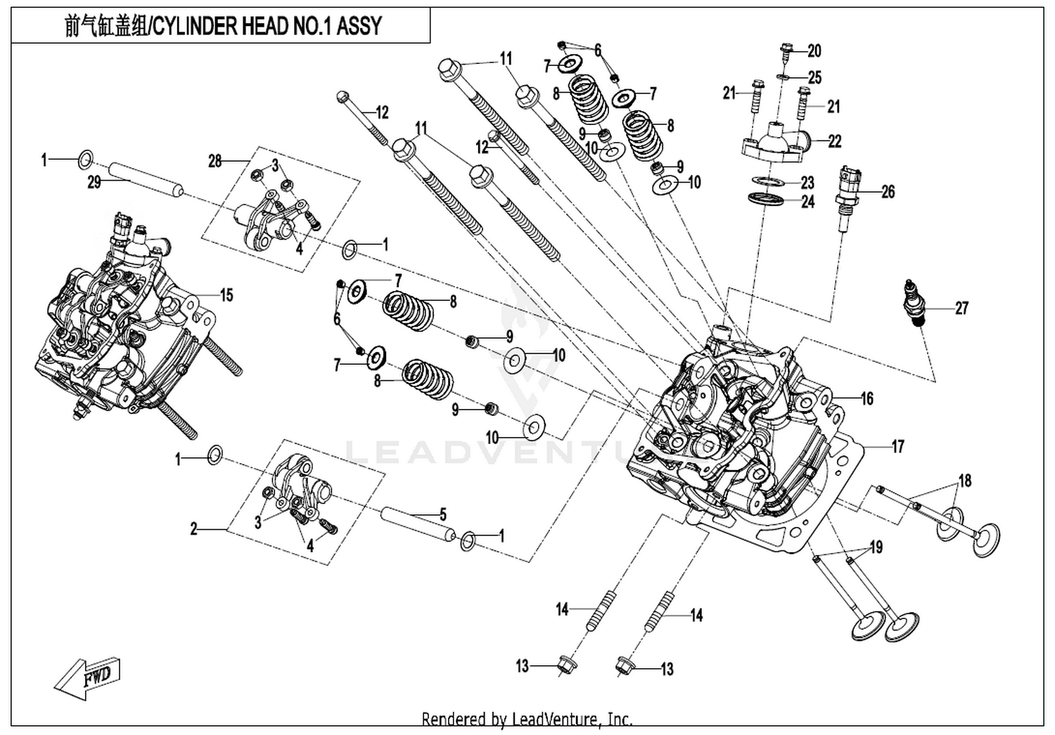 ZFORCE 1000 SPORT R 2024 Cylinder Head No.1 Assy exploded diagram