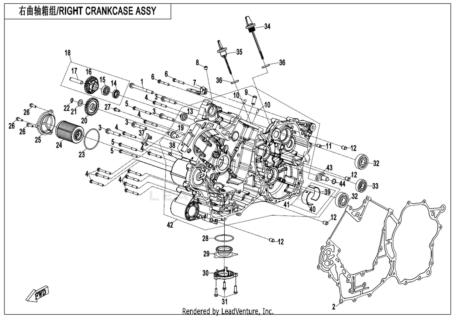 CFORCE 1000 OVERLAND Right Crankcase Assy exploded diagram