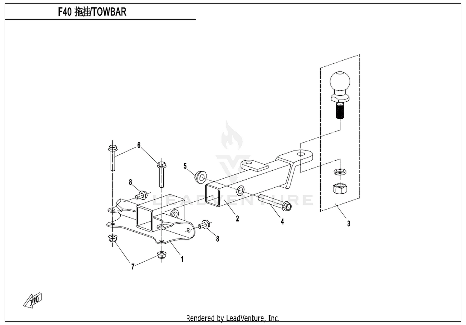 ZFORCE 550 2018 Towbar exploded diagram
