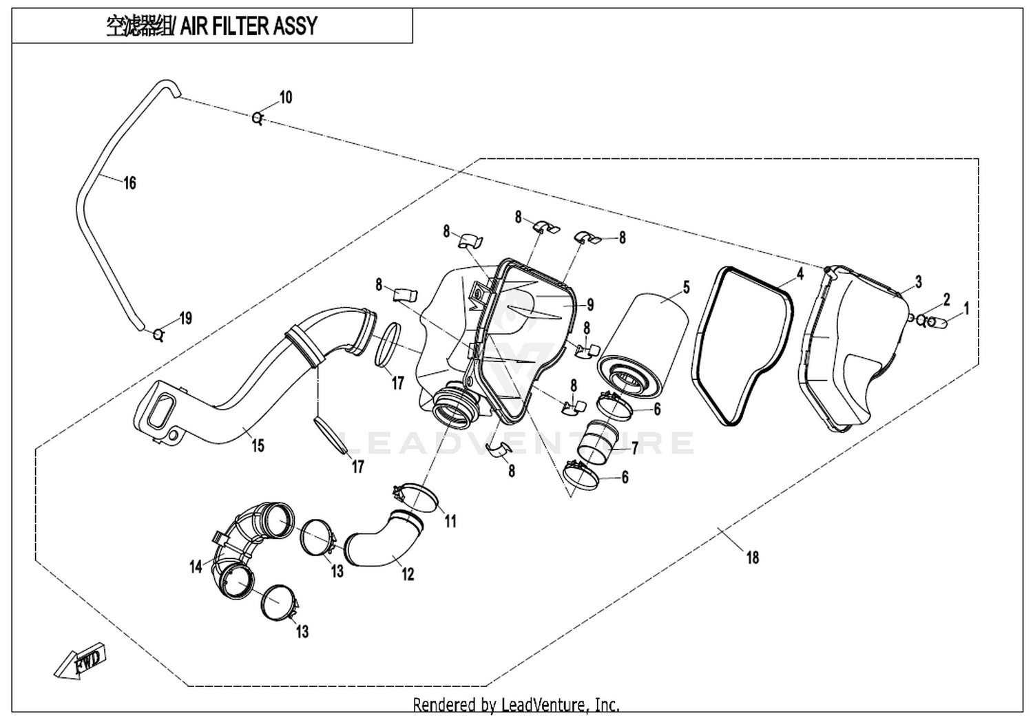 ZFORCE 550 2018 Air Filter Assy exploded diagram