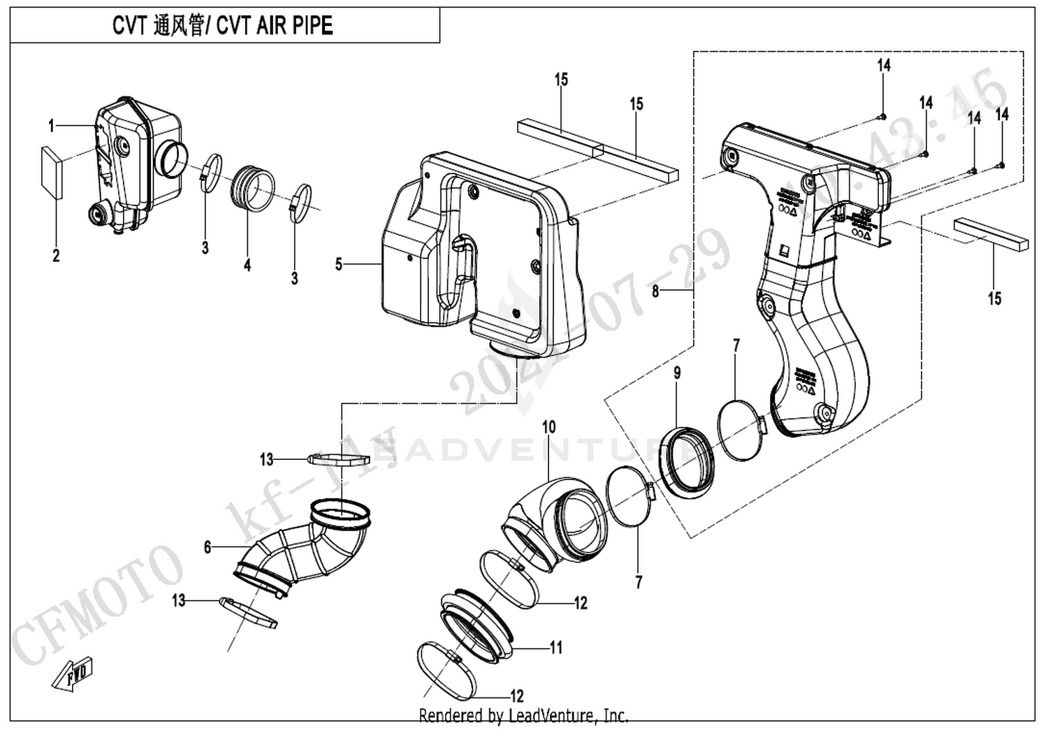 UFORCE 600 2021 Cvt Air Pipe 1 exploded diagram