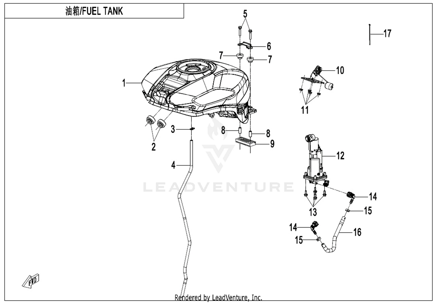 675 NK 2025 Fuel Tank exploded diagram