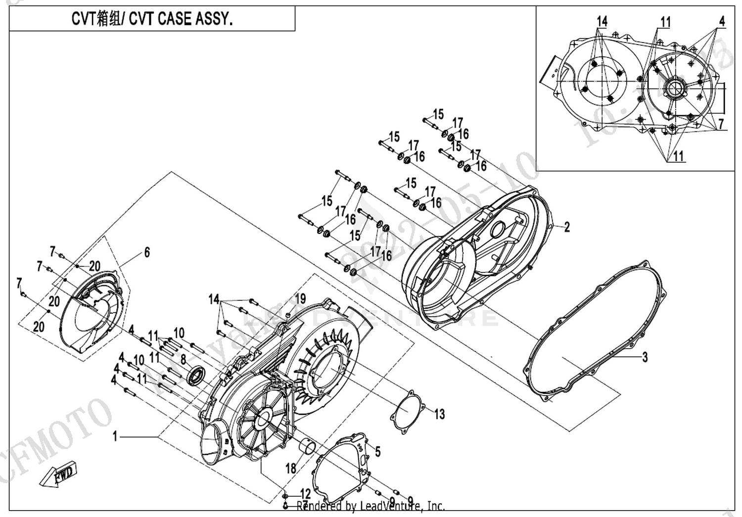 CFORCE 625 TOURING OVERLAND 2025 Cvt Case Assy exploded diagram