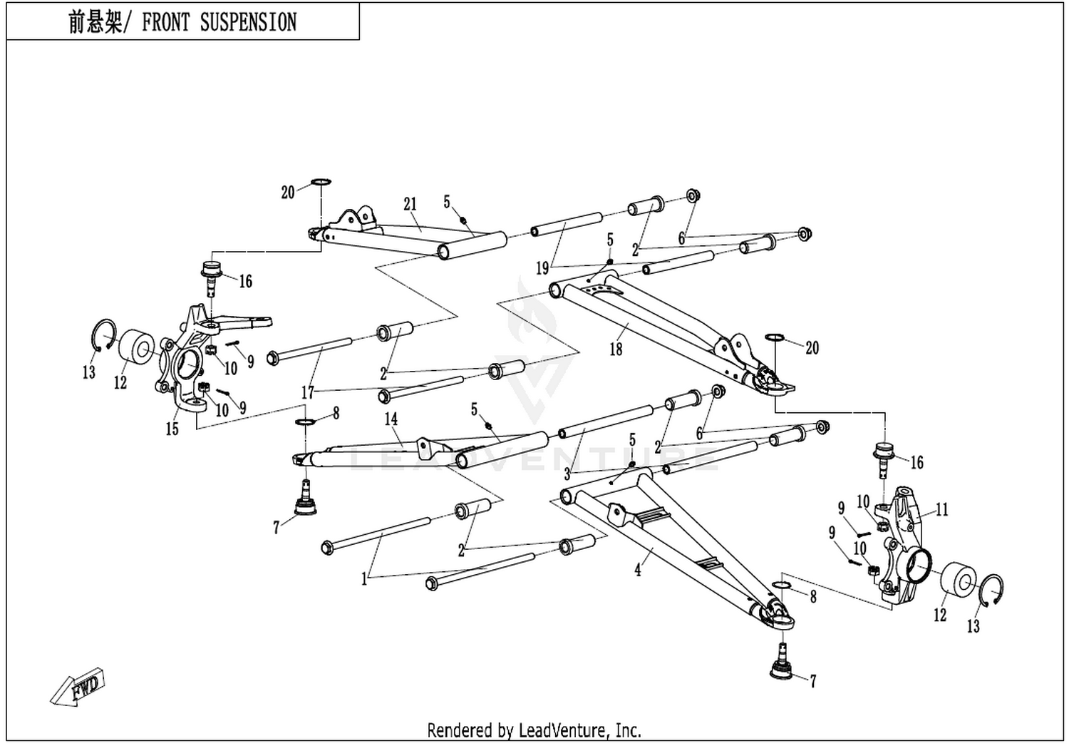 ZFORCE 950 SPORT 2024 Front Suspension exploded diagram
