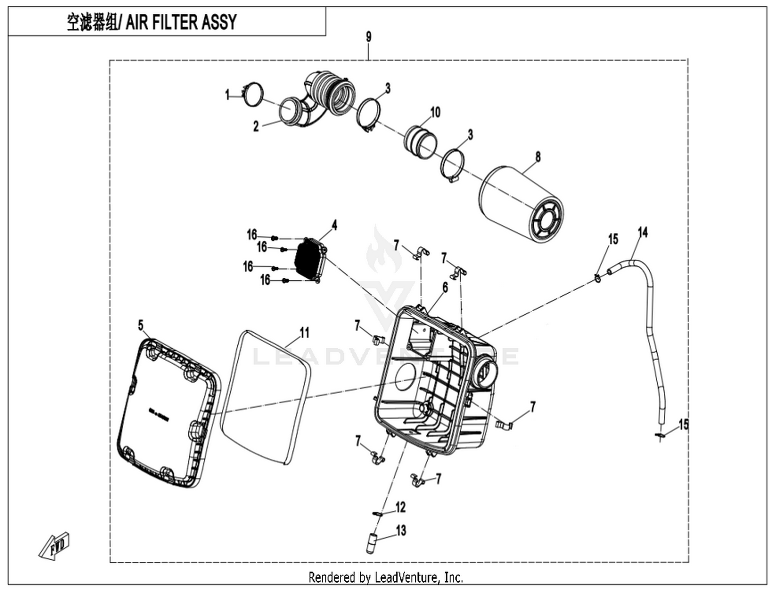UFORCE 600 2021 Air Filter Assy exploded diagram