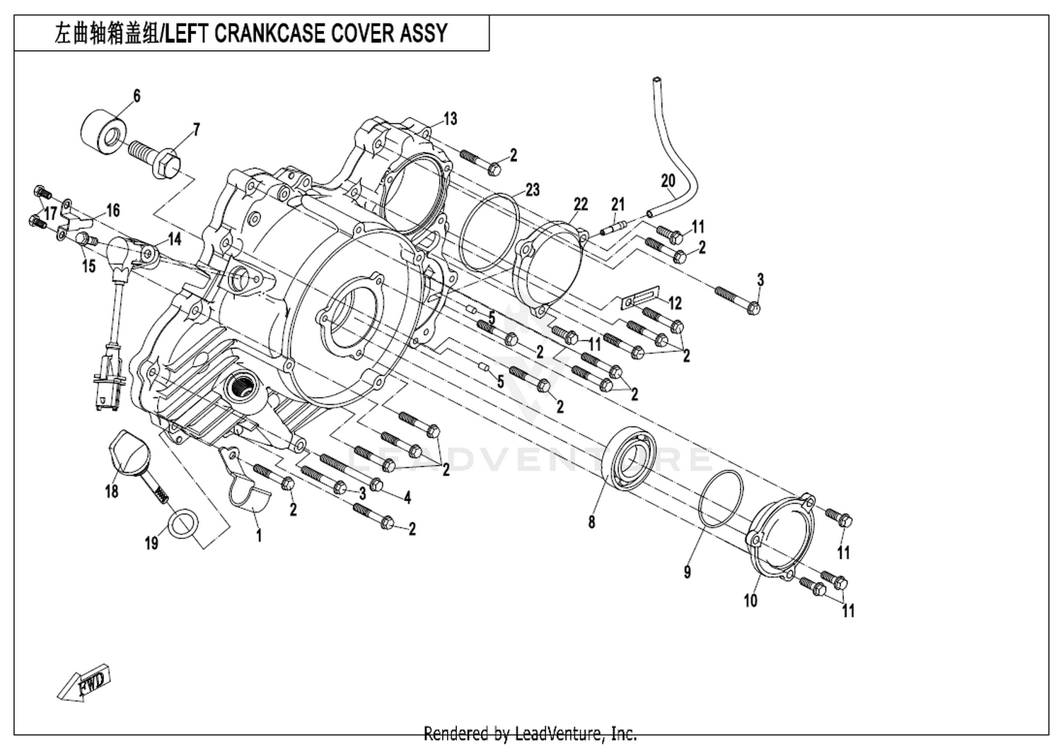 ZFORCE 1000 SPORT R 2024 Left Crankcase Cover Assy(With Rpm Sensor) 1 exploded diagram