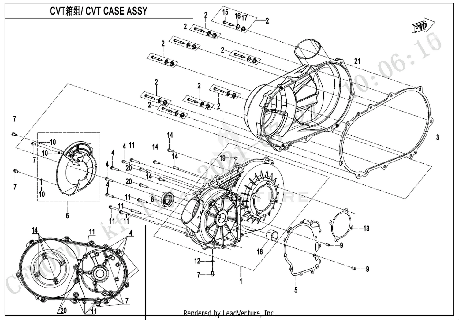 UFORCE 600 2022 Cvt Case Assy exploded diagram