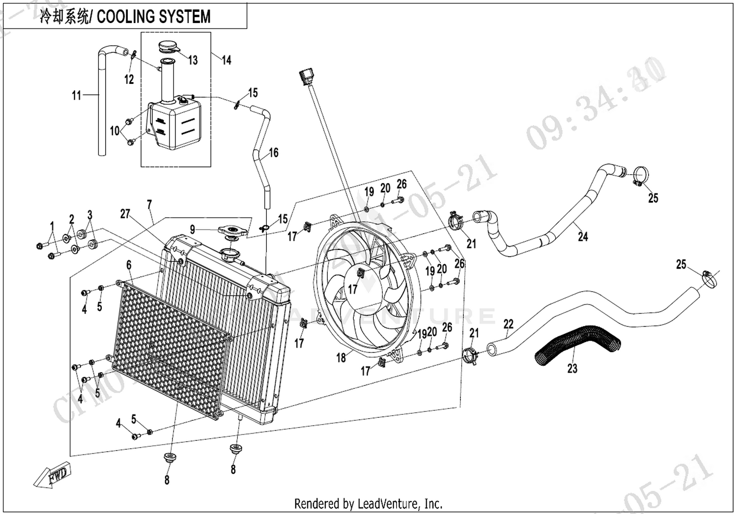 CFORCE 625 TOURING 2022 Cooling System exploded diagram