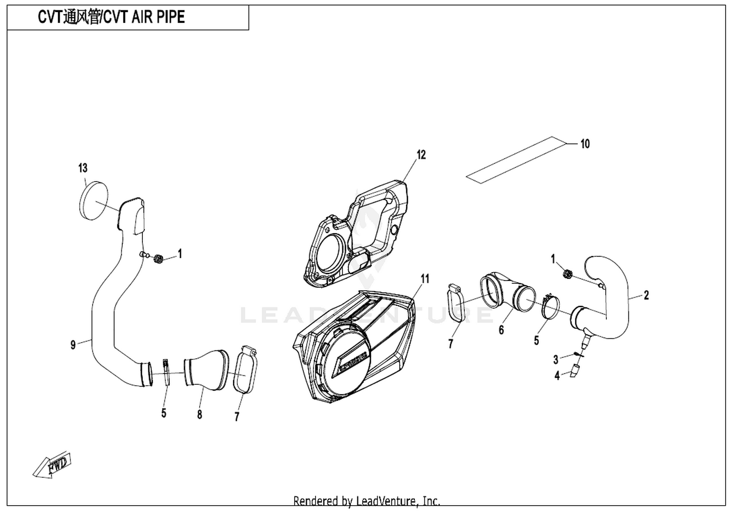 CFORCE 850XC 2019 Cvt Air Pipe exploded diagram