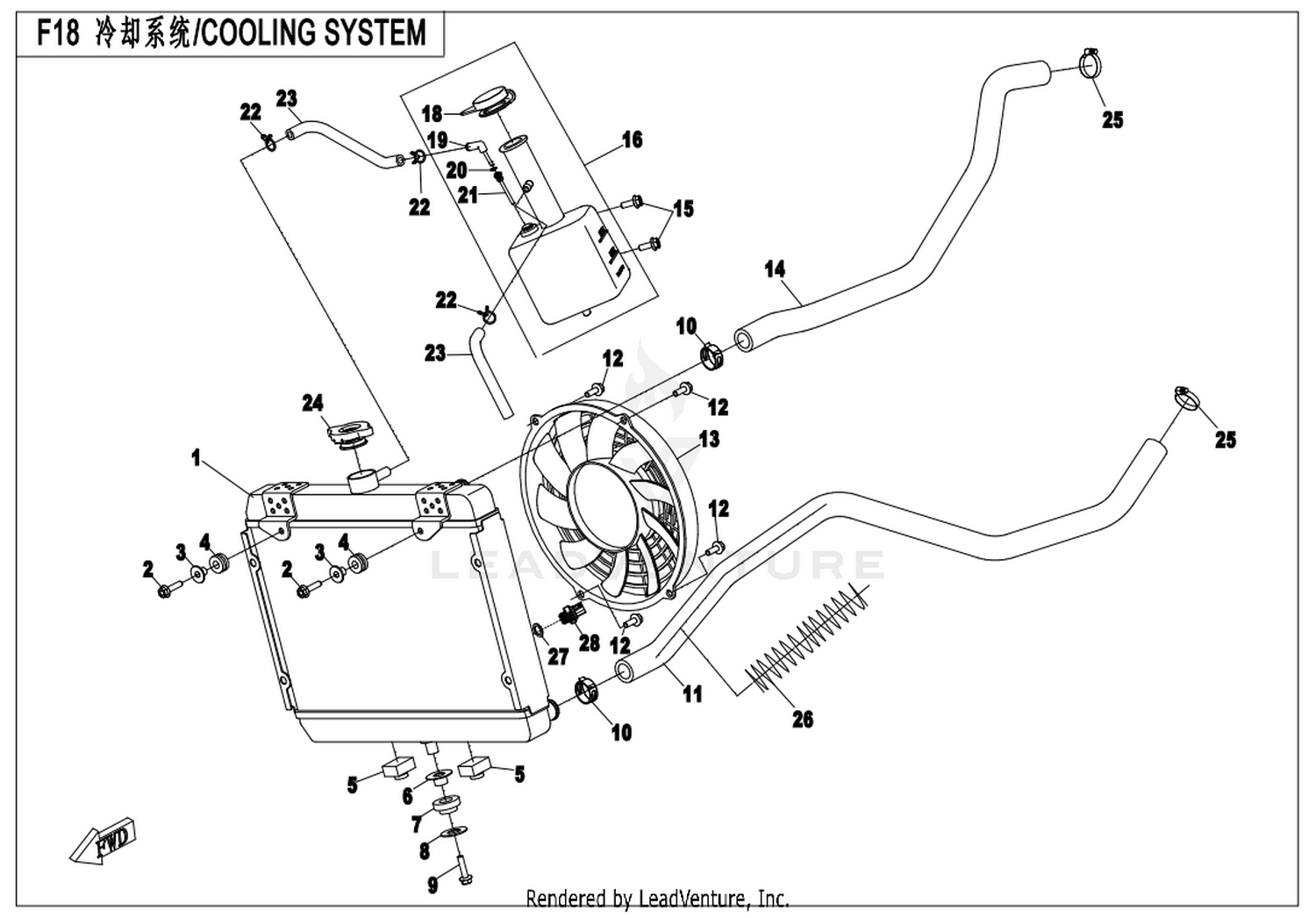 CFORCE 550 2016 Cooling System exploded diagram