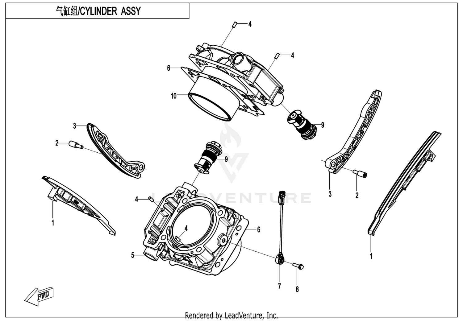CFORCE 1000 OVERLAND Cylinder Body exploded diagram