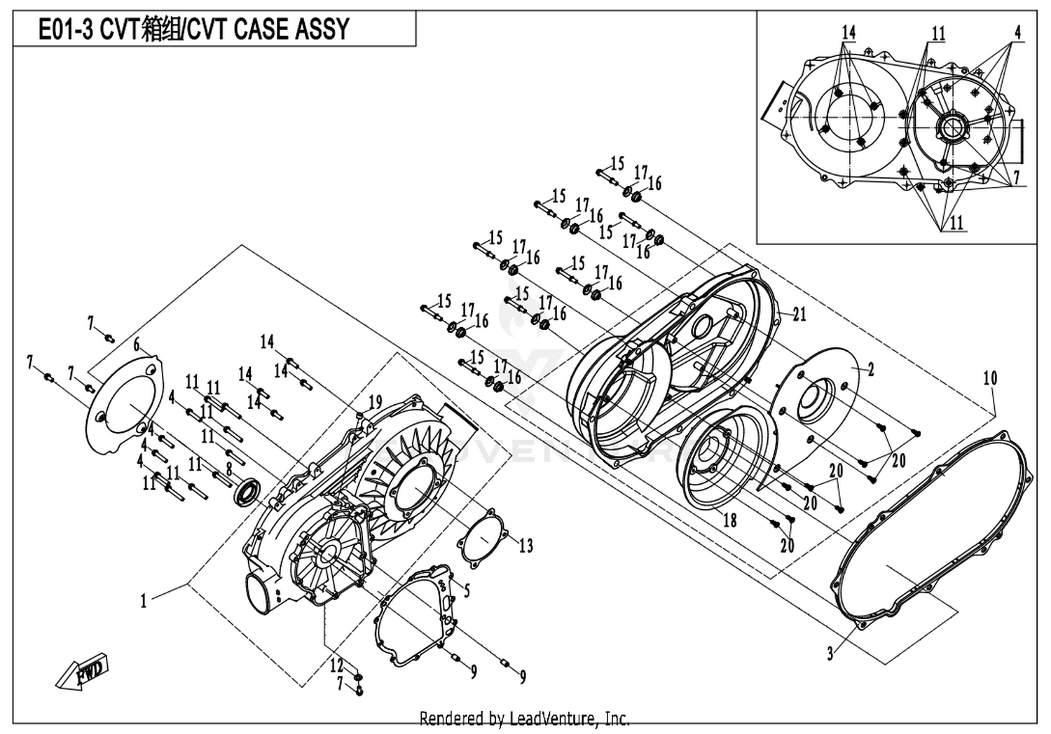UFORCE 550 2018 Cvt Case Assy exploded diagram