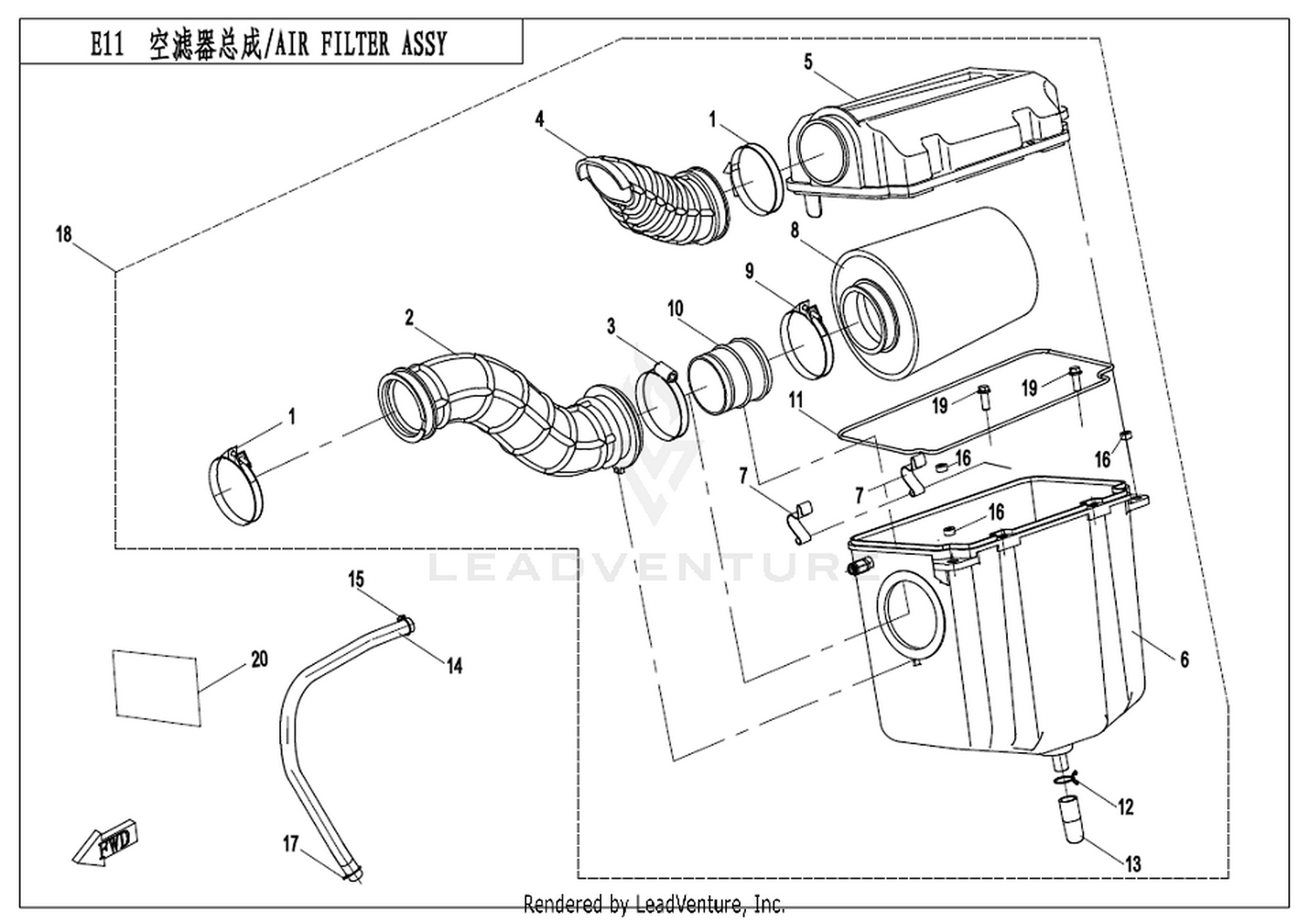 CFORCE 550 2018 Air Filter Assy exploded diagram