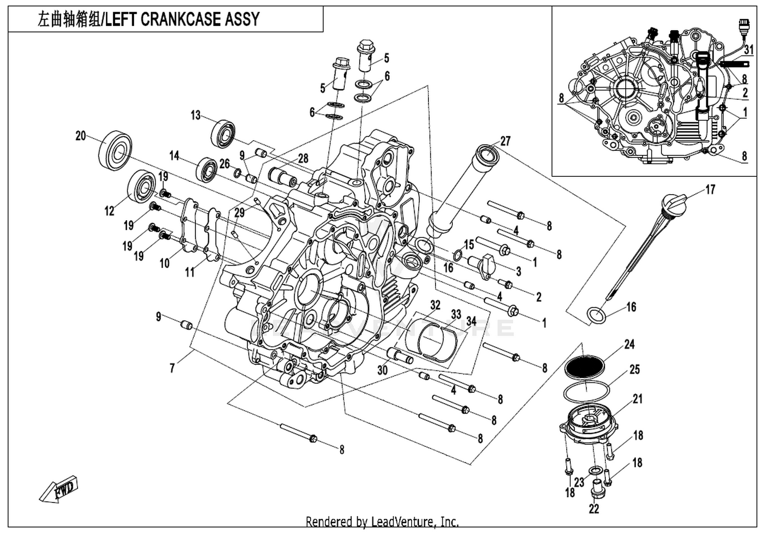 ZFORCE 550 2019 Left Crankcase Assy. 1 exploded diagram