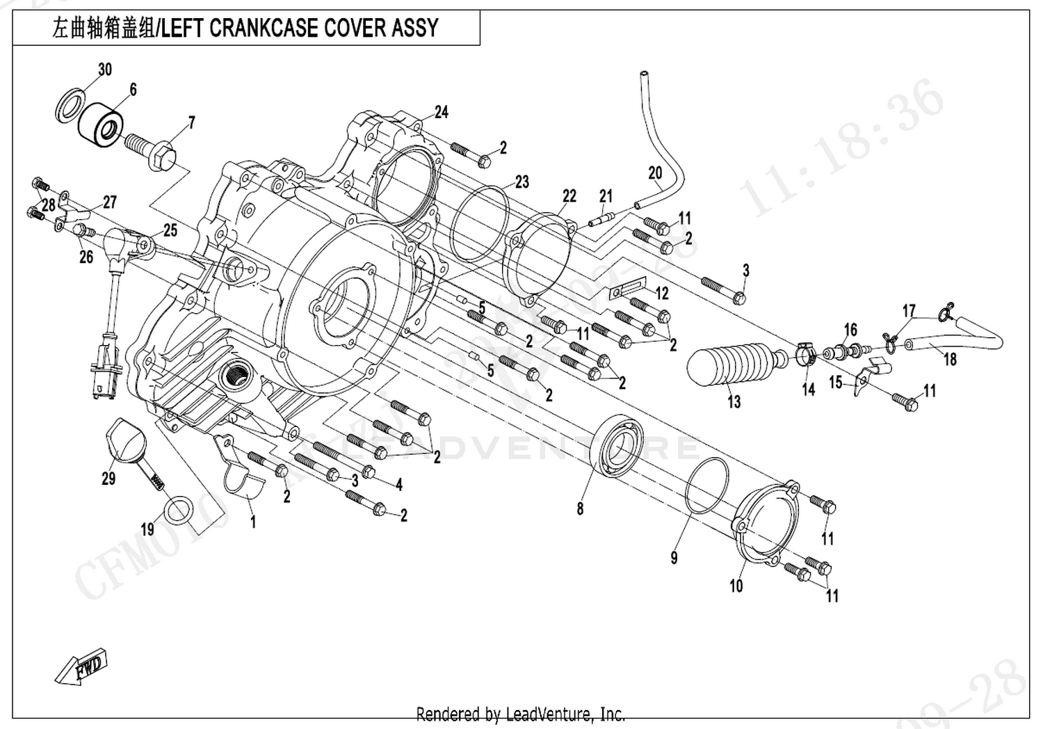CFORCE 850XC 2023 Left Crankcase Cover Assy 1 exploded diagram