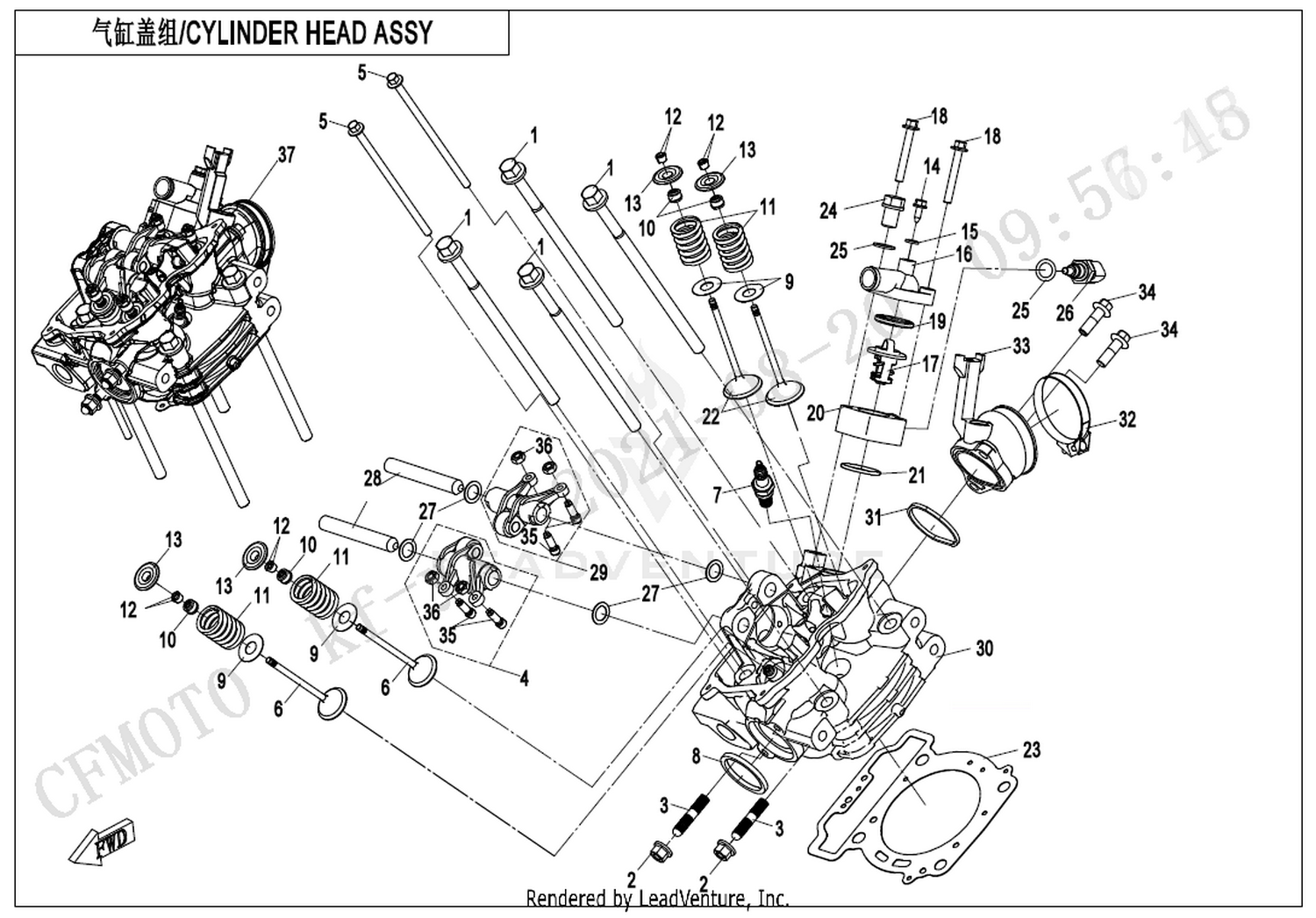 CFORCE 450 BASIC 2026 Cylinder Head Assy(Without Fuel Vaporization System) exploded diagram