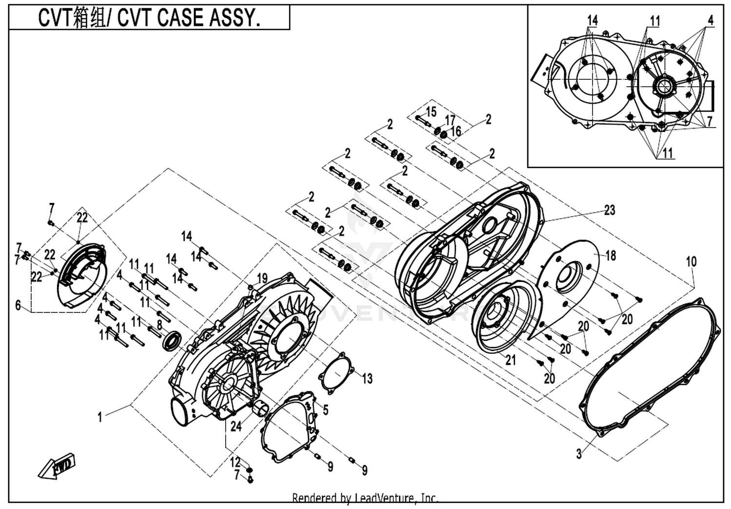 CFORCE 450 2021 Cvt Case Assy exploded diagram