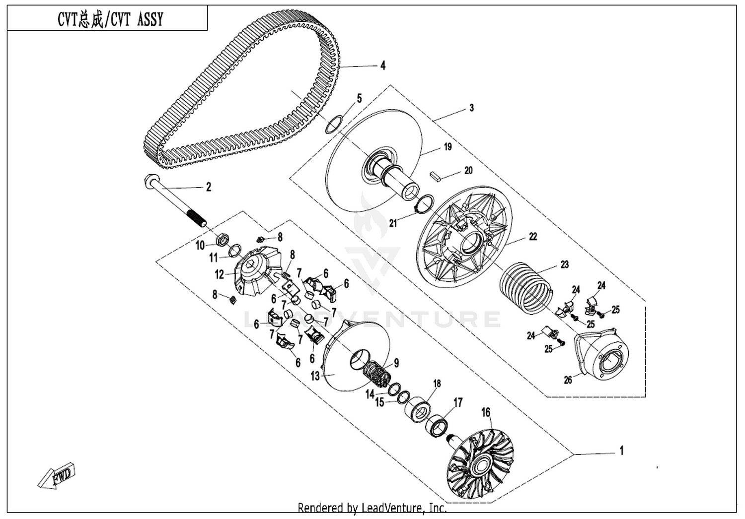 CFORCE 520 2022 Cvt Assy exploded diagram
