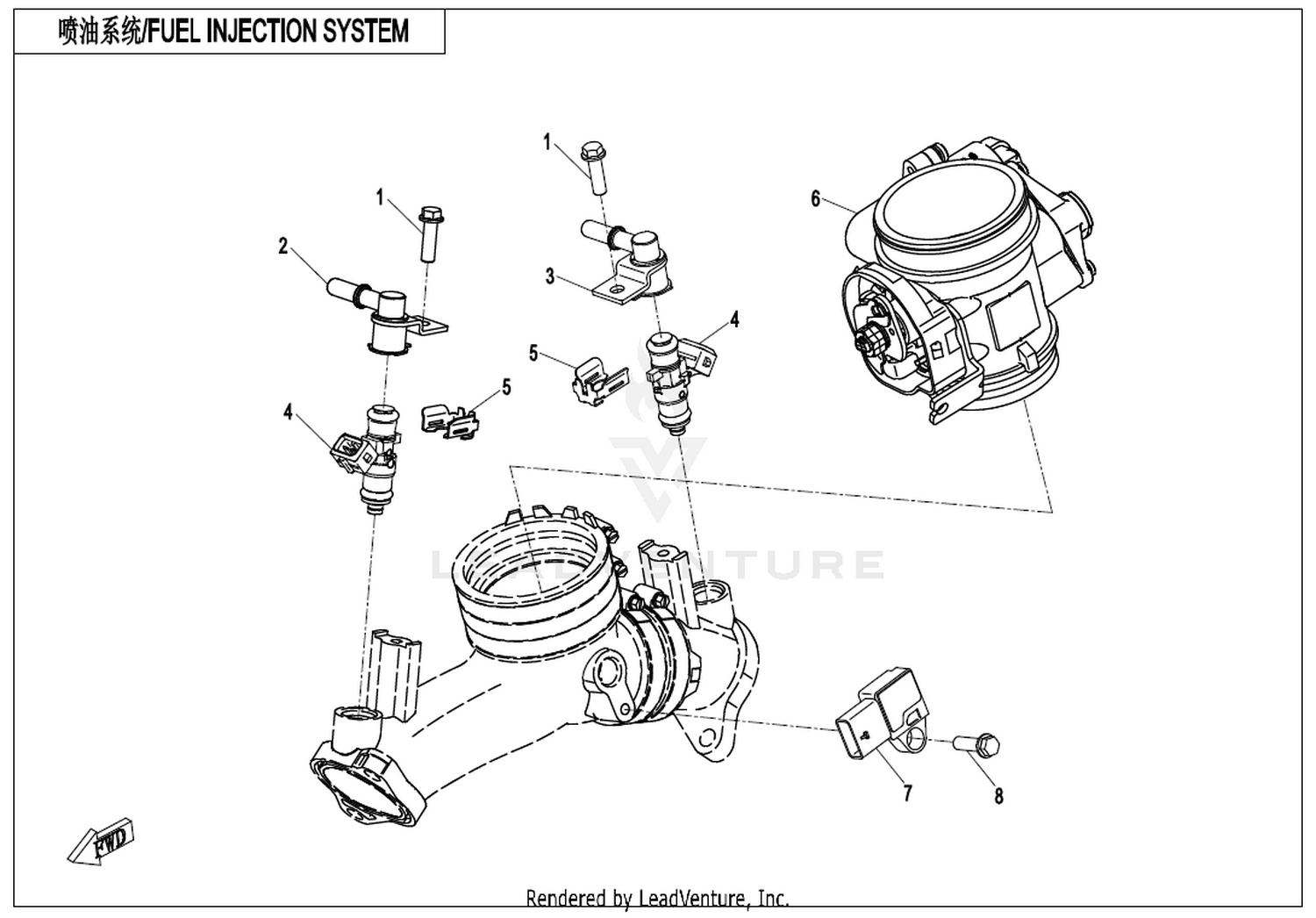 CFORCE 1000 2023 Fuel Injection System(No Fuel Vaporization System) exploded diagram