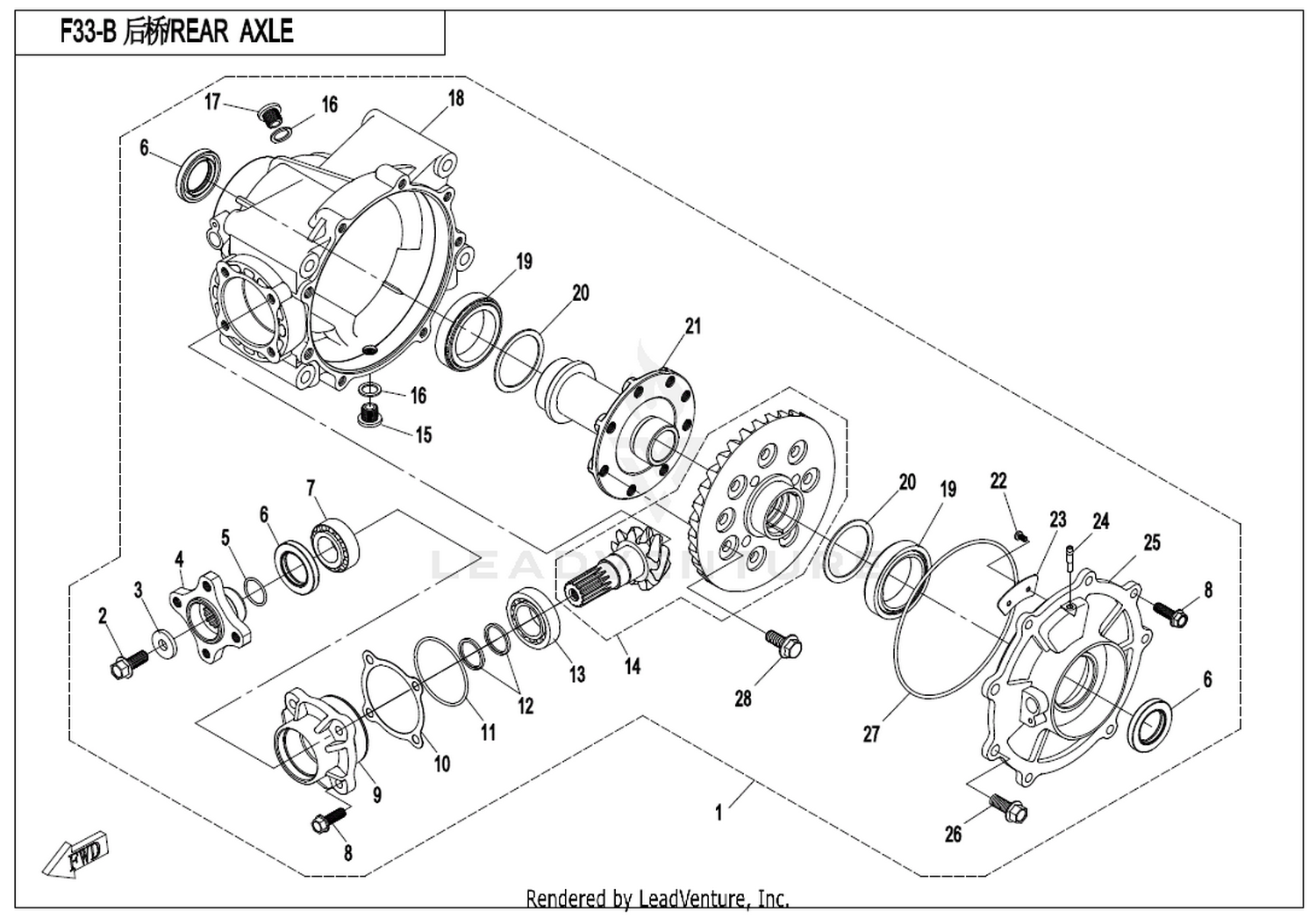 ZFORCE 550 2018 Rear Axle(No Differential) exploded diagram