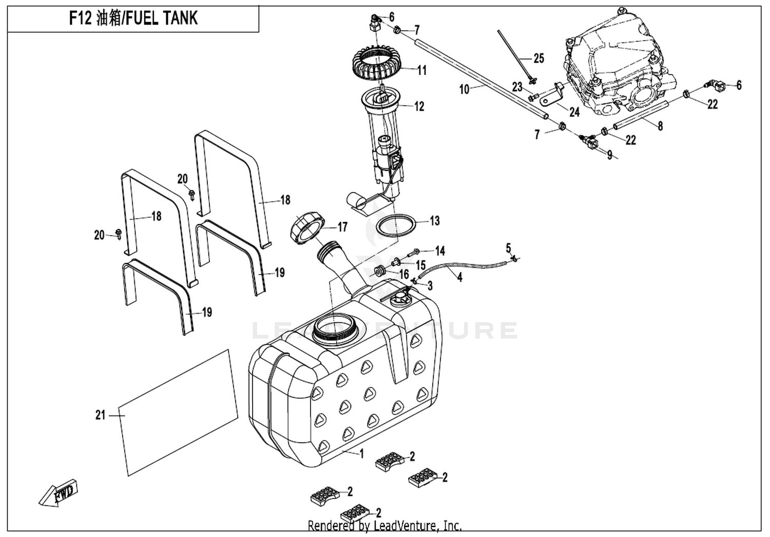 UFORCE 800 2019 Fuel Tank exploded diagram