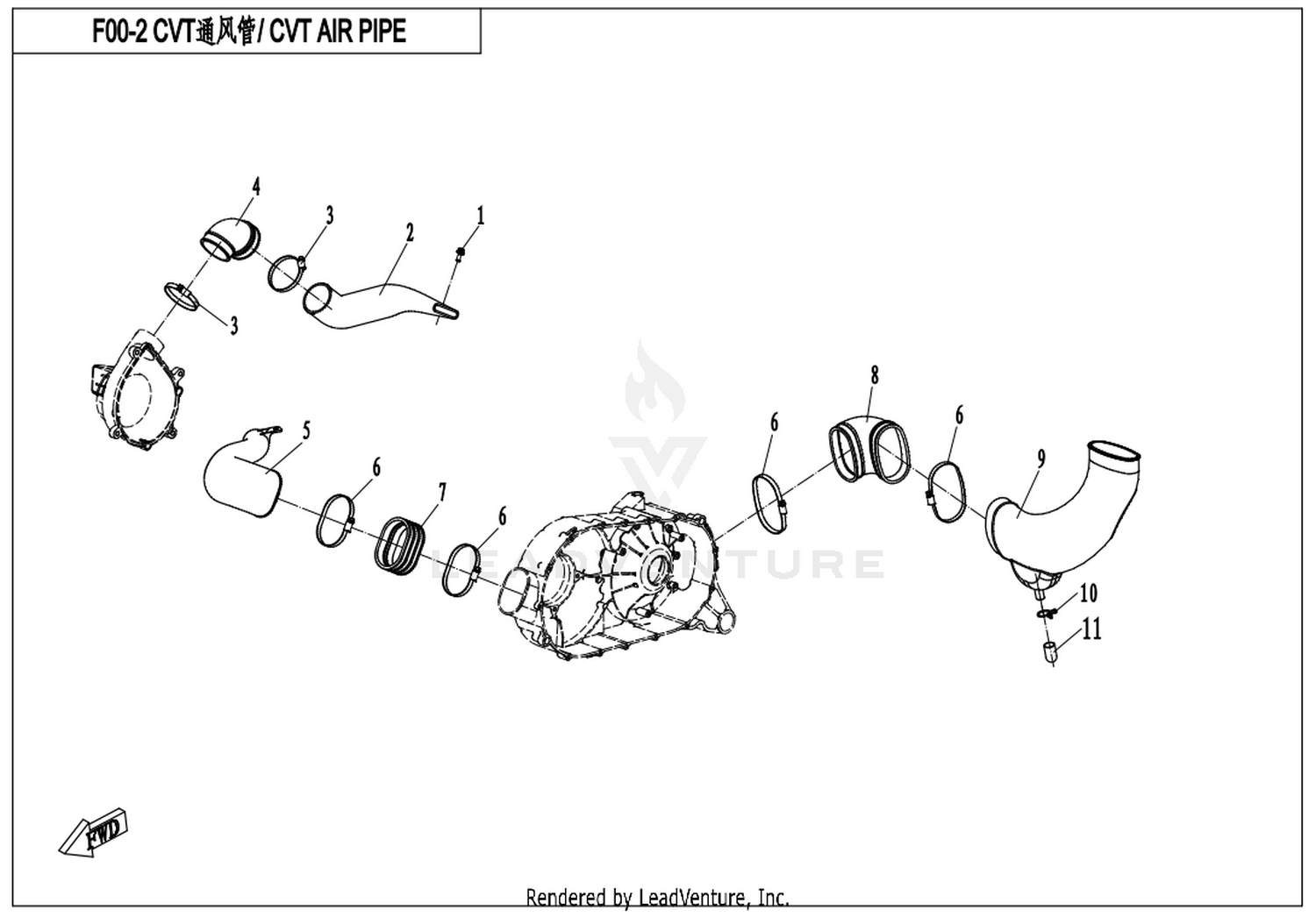 UFORCE 800 2019 Cvt Air Pipe exploded diagram