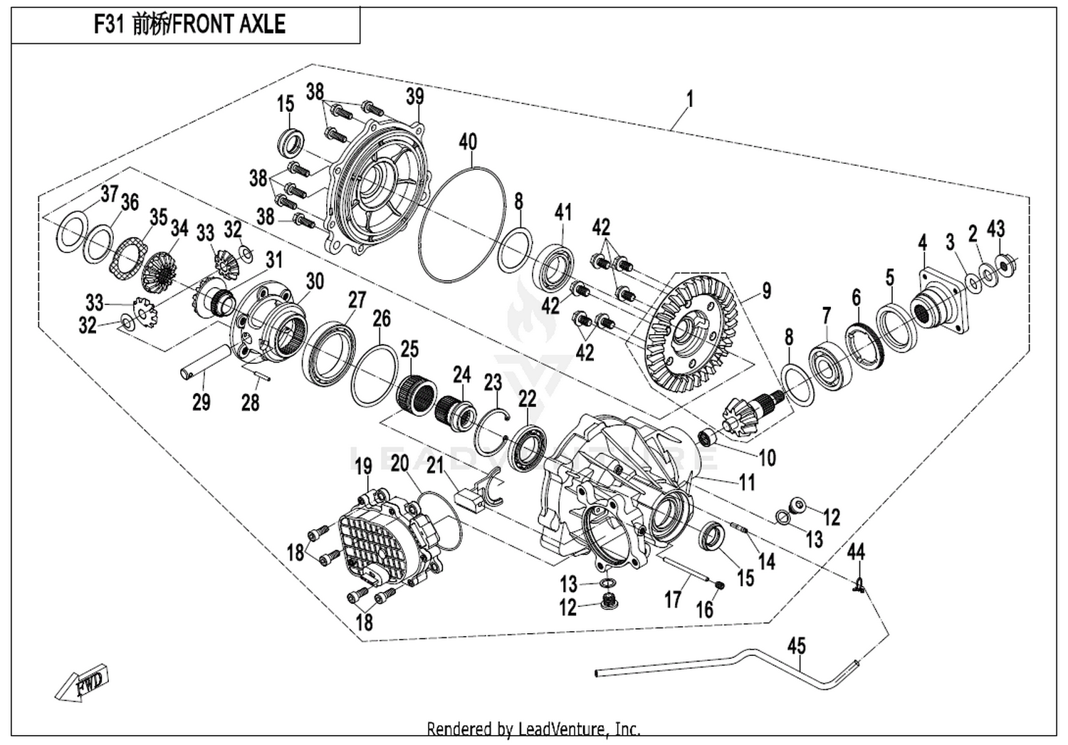ZFORCE 1000 2020 Front Axle 1 exploded diagram