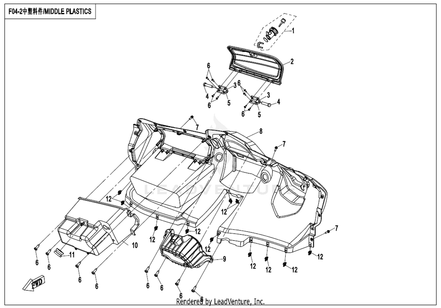 UFORCE 550 2020 Middle Plastics exploded diagram