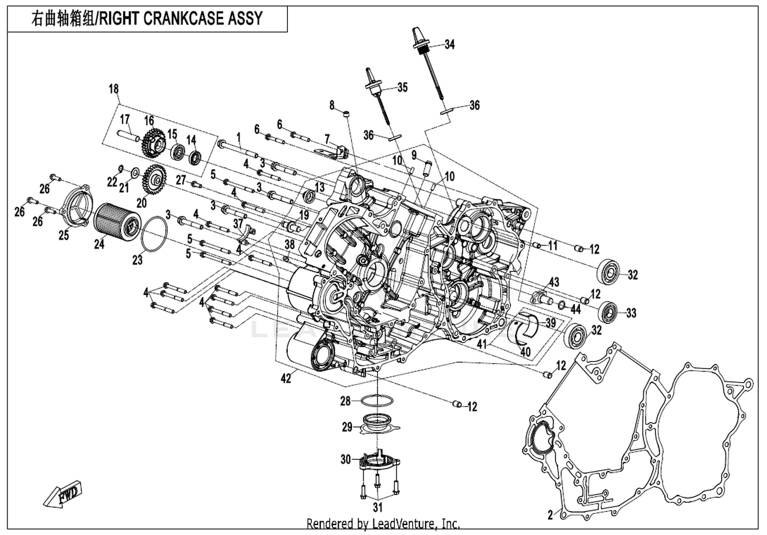 CFORCE 1000 OVERLAND Right Crankcase Assy 1 exploded diagram