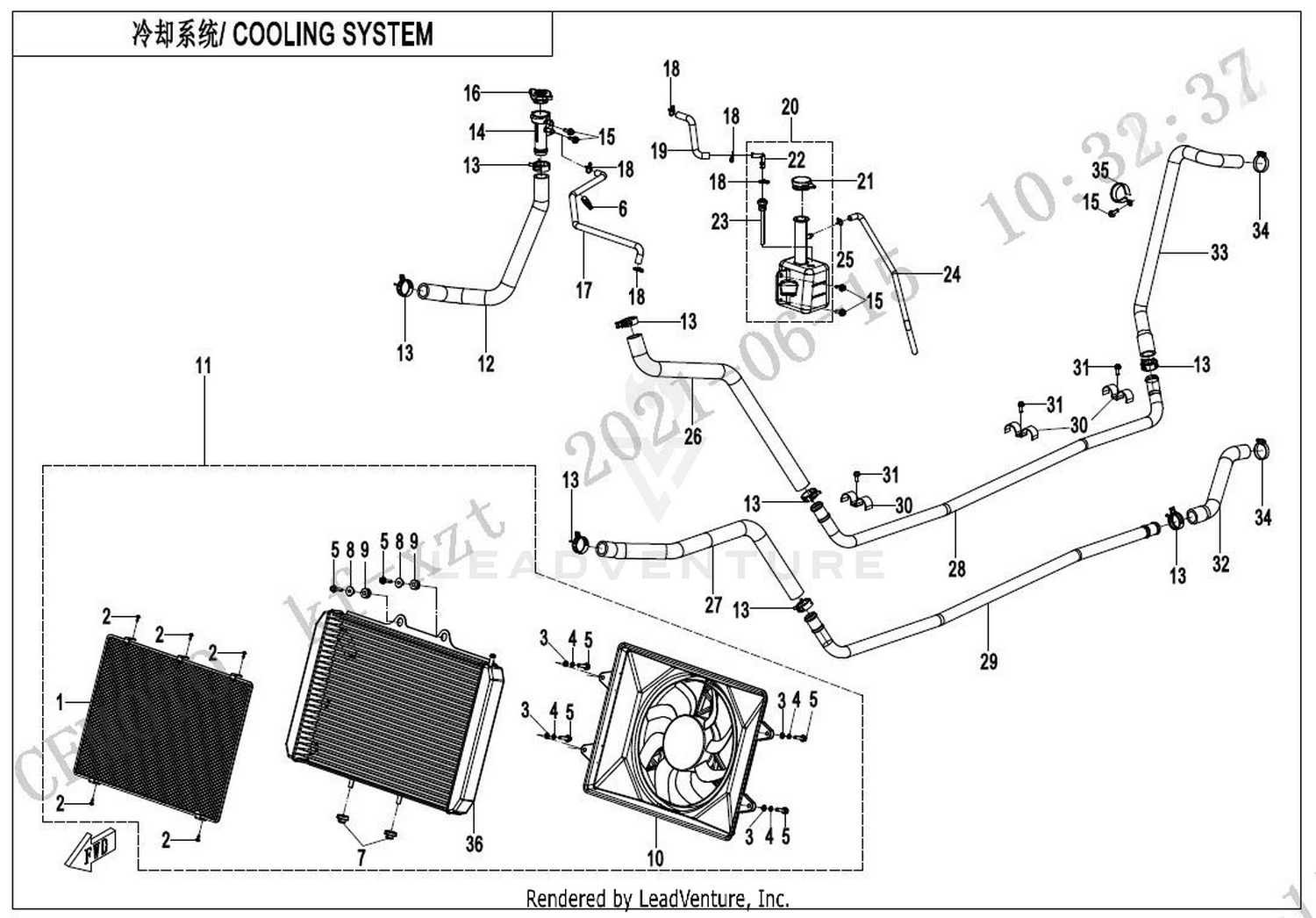 ZFORCE 1000 SPORT 2020 Cooling System 3 exploded diagram