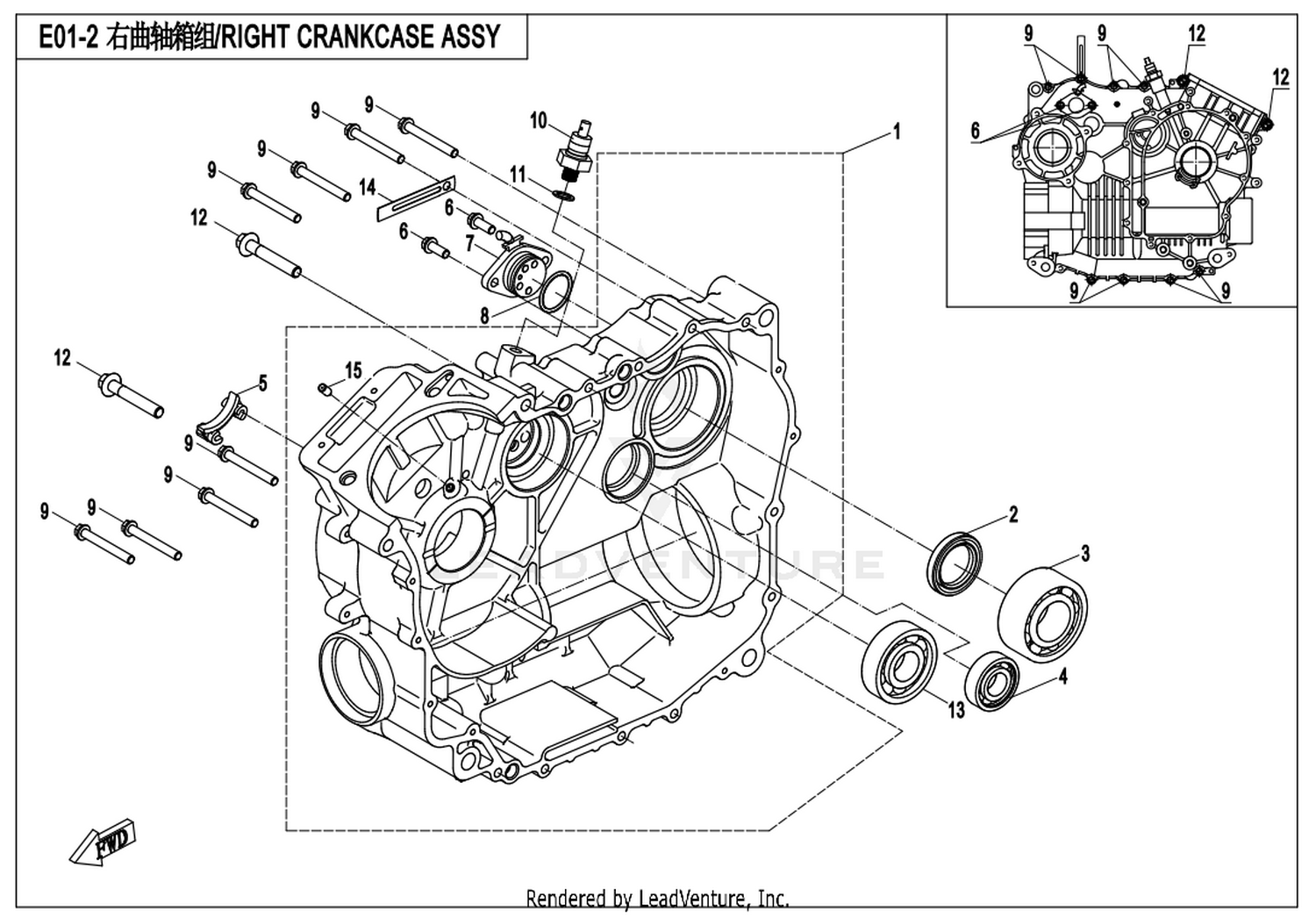 UFORCE 550 2018 Right Crankcase Assy exploded diagram