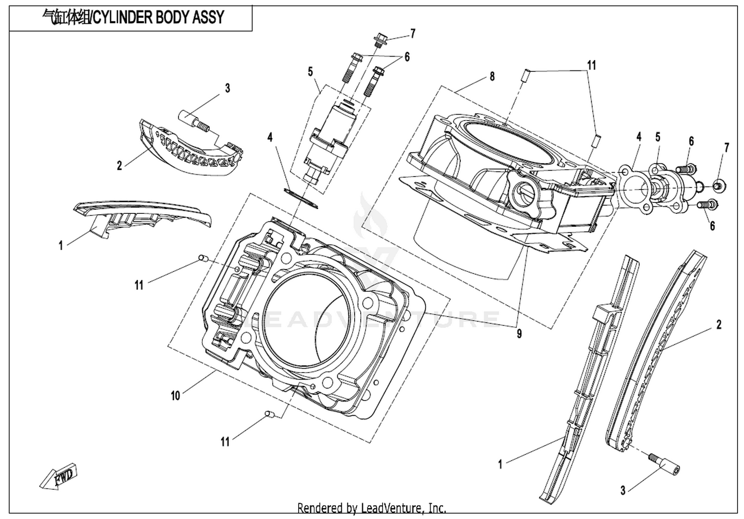 CFORCE 1000 2018 Cylinder Body exploded diagram