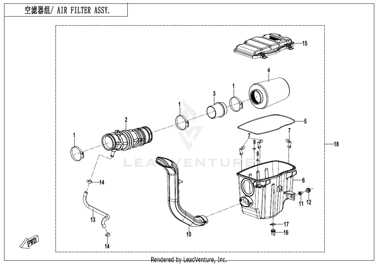 CFORCE 520. Air Filter Assy exploded diagram