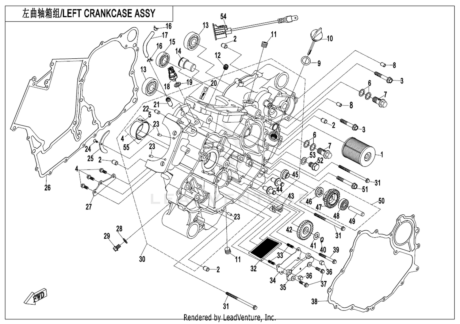 CFORCE 850XC 2024 Left Crankcase Assy 1 exploded diagram