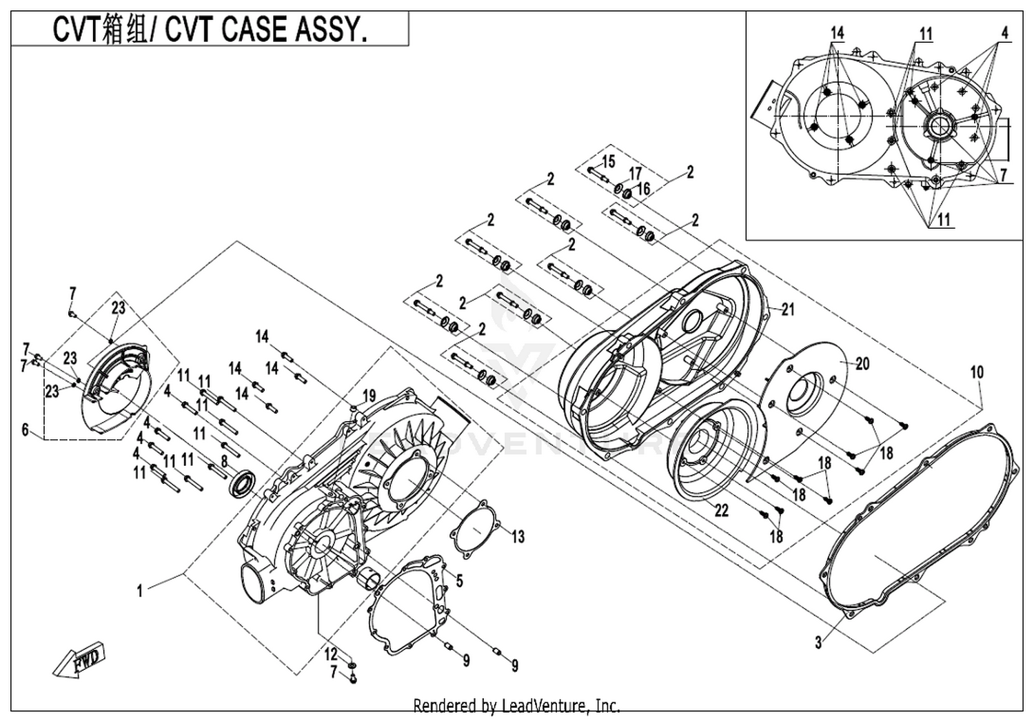 ZFORCE 550 2019 Cvt House 1 exploded diagram