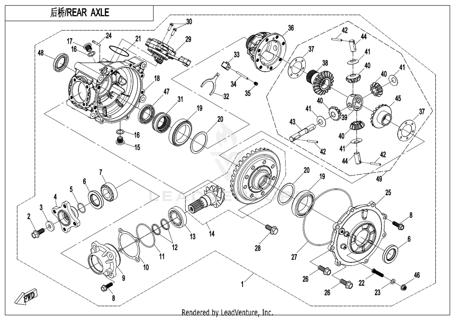 CFORCE 1000 OVERLAND Rear Axle(On Cammand) exploded diagram