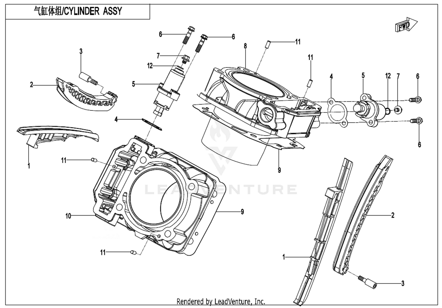 UFORCE 1000 2025 Cylinder Body Assy exploded diagram