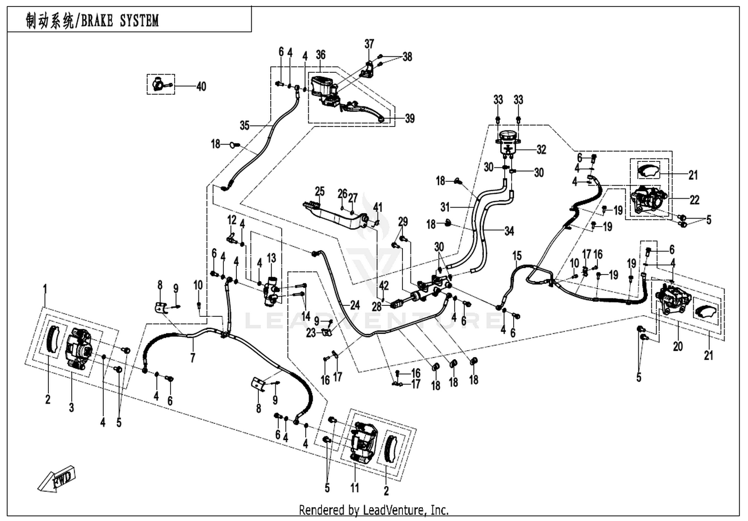 CFORCE 1000 MV 2026 Brake System-Rh(Russia) exploded diagram
