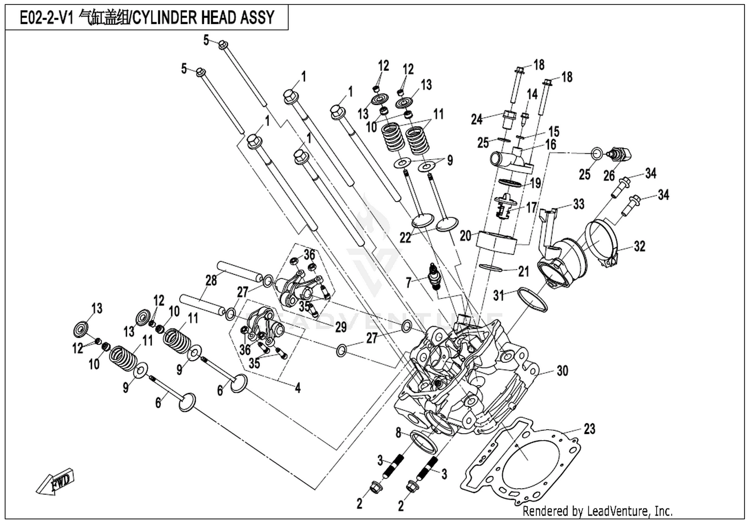 CFORCE 520 2017 Cylinder Head Assy exploded diagram