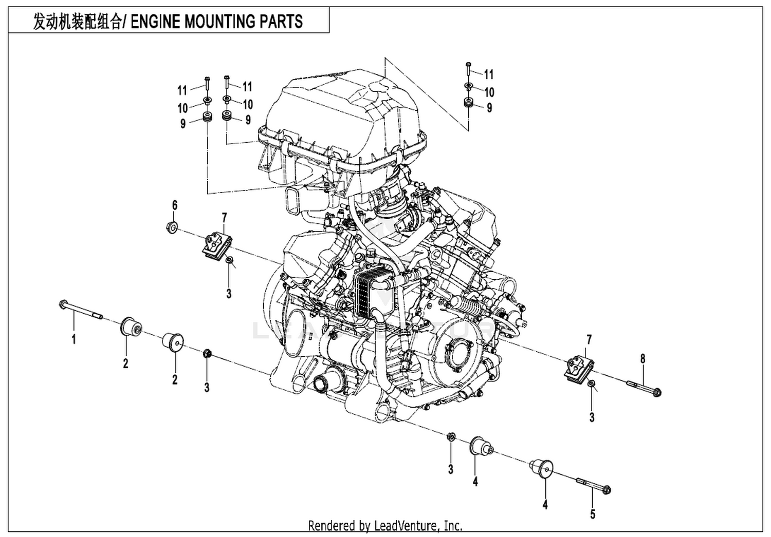 CFORCE 850XC 2022 Engine Mounting Parts exploded diagram