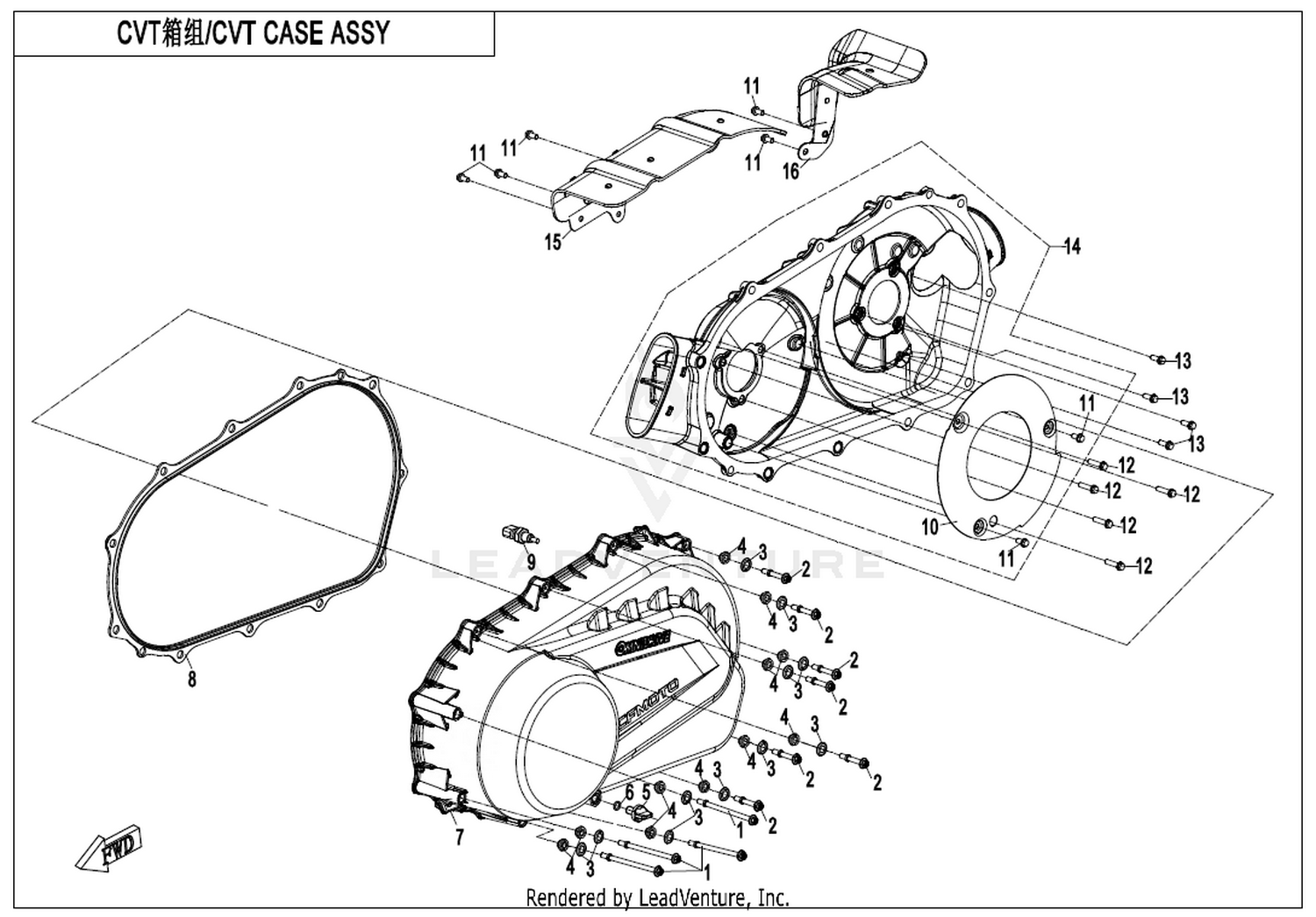 CFORCE 1000 OVERLAND Cvt Case Assy 1 exploded diagram