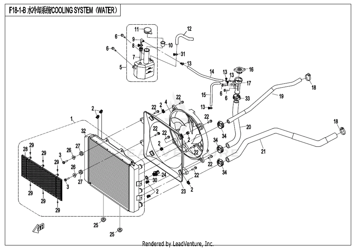 CFMOTO X8 2016 Cooling System(Water)(Russia) exploded diagram