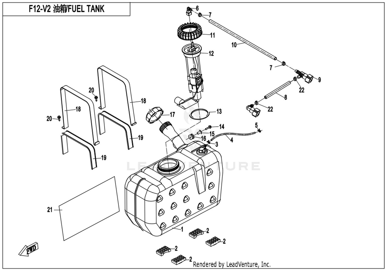 UFORCE 800 2019 Fuel Tank 1 exploded diagram